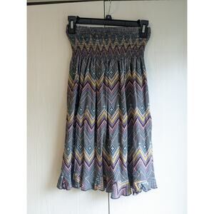 Voll Women's Geometric Rayon Strapless Fit & Flare Blouse Size M